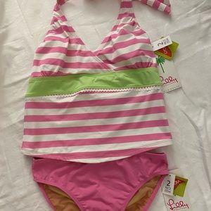 NWT Lilly Pulitzer Swimsuit Tankini Ellie Pink Grn